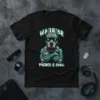 Black t-shirt with "Warrior Fierce & Cool" text and a pitbull wearing sunglasses and tribal tattoos