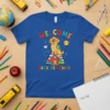 Welcome Back To School T-Shirt featuring a cute golden retriever puppy sitting on books with colorful text
