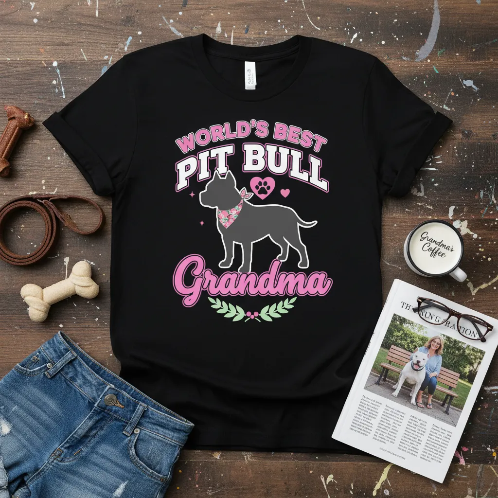 World’s Best Pit Bull Grandma T-Shirt Dog Lover Gift