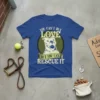 T-shirt with "You Can't Buy Love But You Can Rescue It" text and a pitbull graphic, promoting dog adoption