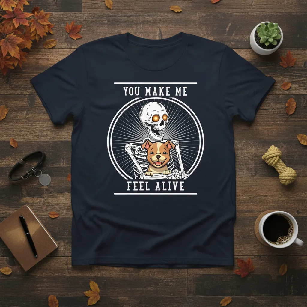 You Make Me Feel Alive Skeleton Dog T-Shirt Funny Pet Lover Gift