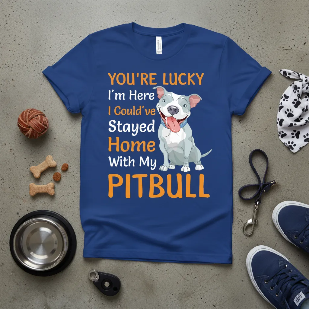 You’re Lucky I’m Here Pitbull T-Shirt Dog Lover Gift