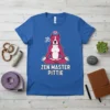 Zen Master Pittie T-Shirt with a pitbull dog meditating, featuring the Ohm symbol and lotus flower