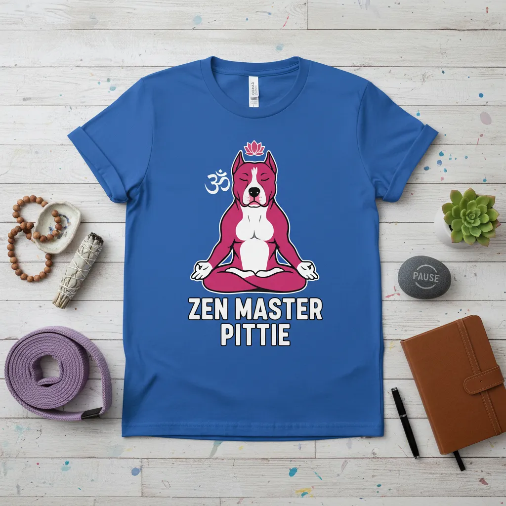 Zen Master Pittie Yoga Dog T-Shirt Meditation Gift for Lovers