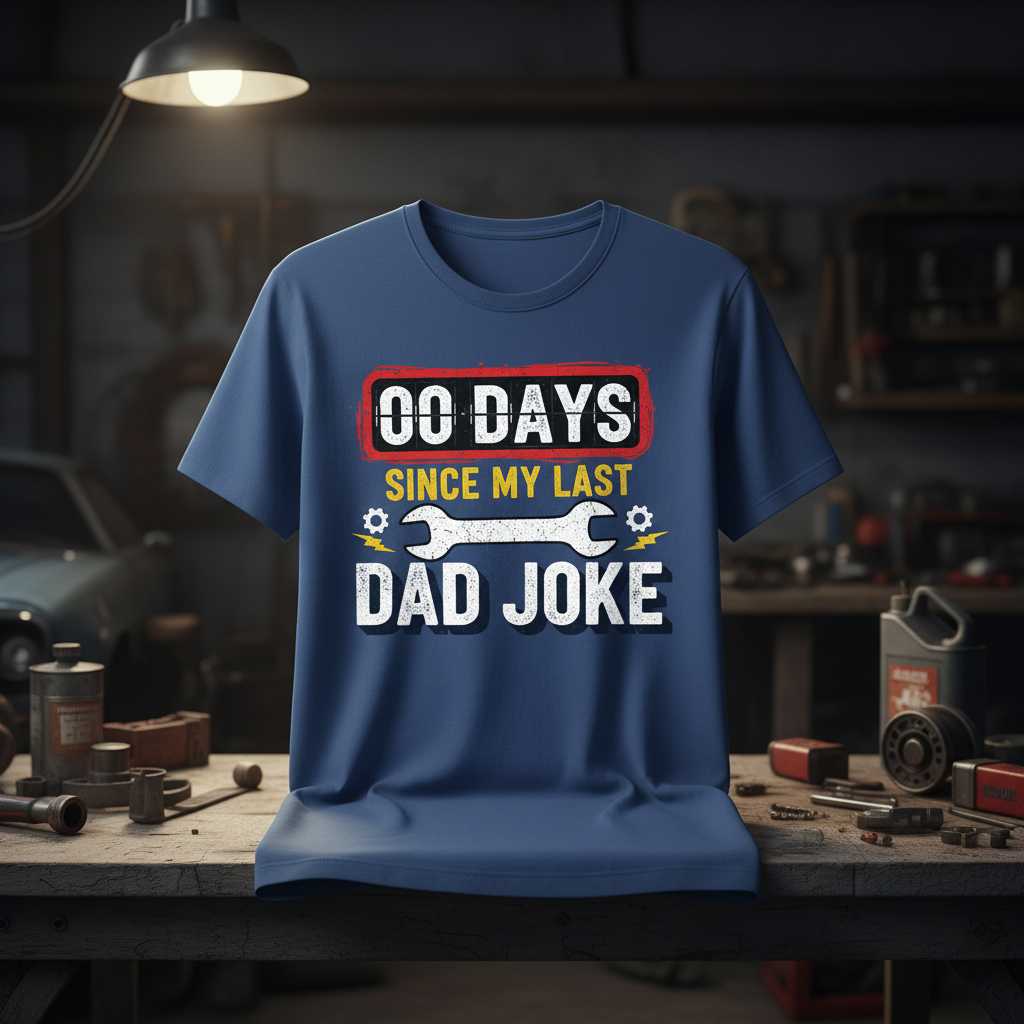 00 Days Since My Last Dad Joke Distressed T-Shirt, Funny Novelty Tee Idea