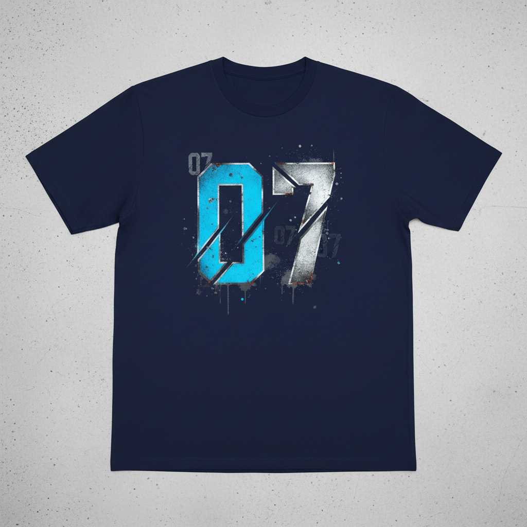 07 Distressed Grunge Graphic T-Shirt, Urban Athletic Varsity Style Tee