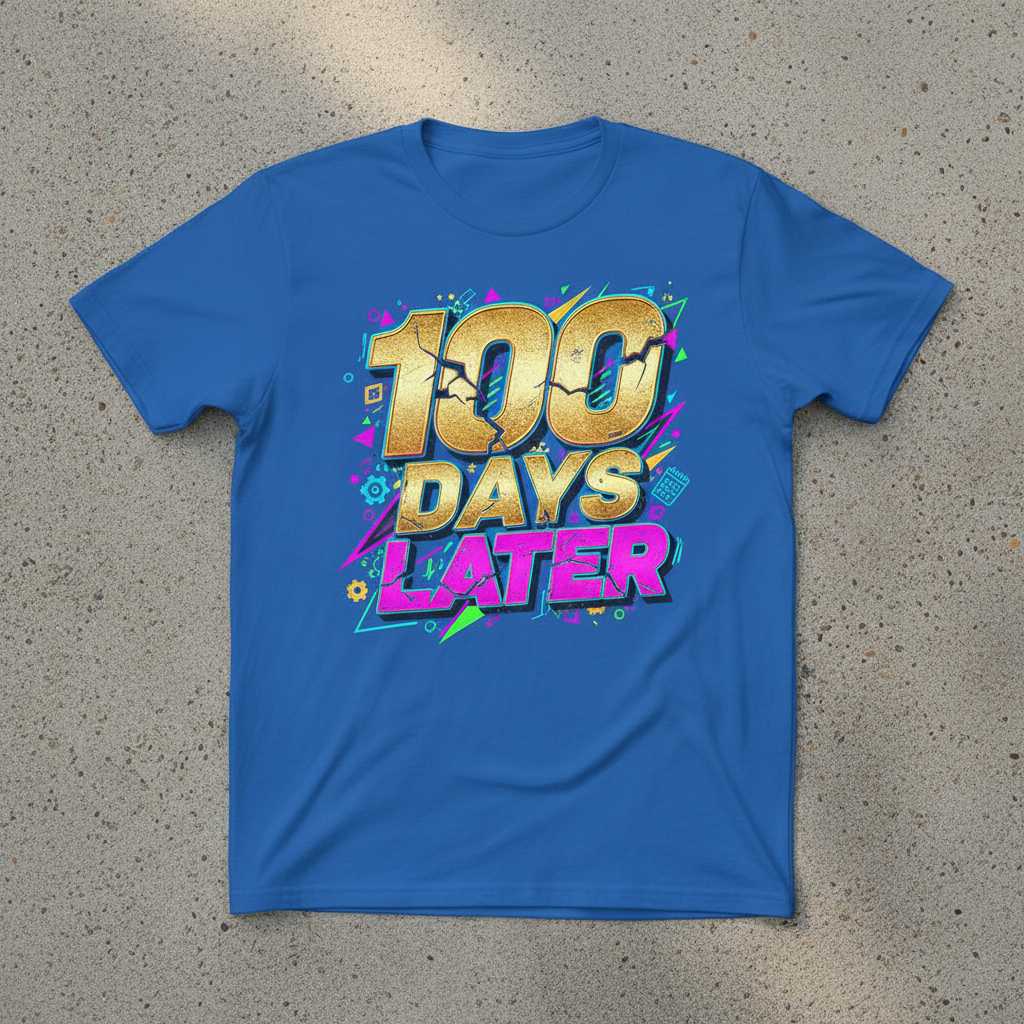 100 Days Later Retro 90s T-Shirt, Funny 100th Day of School Graphic Tee Gear