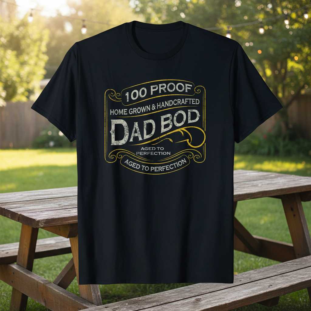 100 Proof Home Grown & Handcrafted Dad Bod Aged To Perfection Vintage T-Shirt Funny Tee Idea