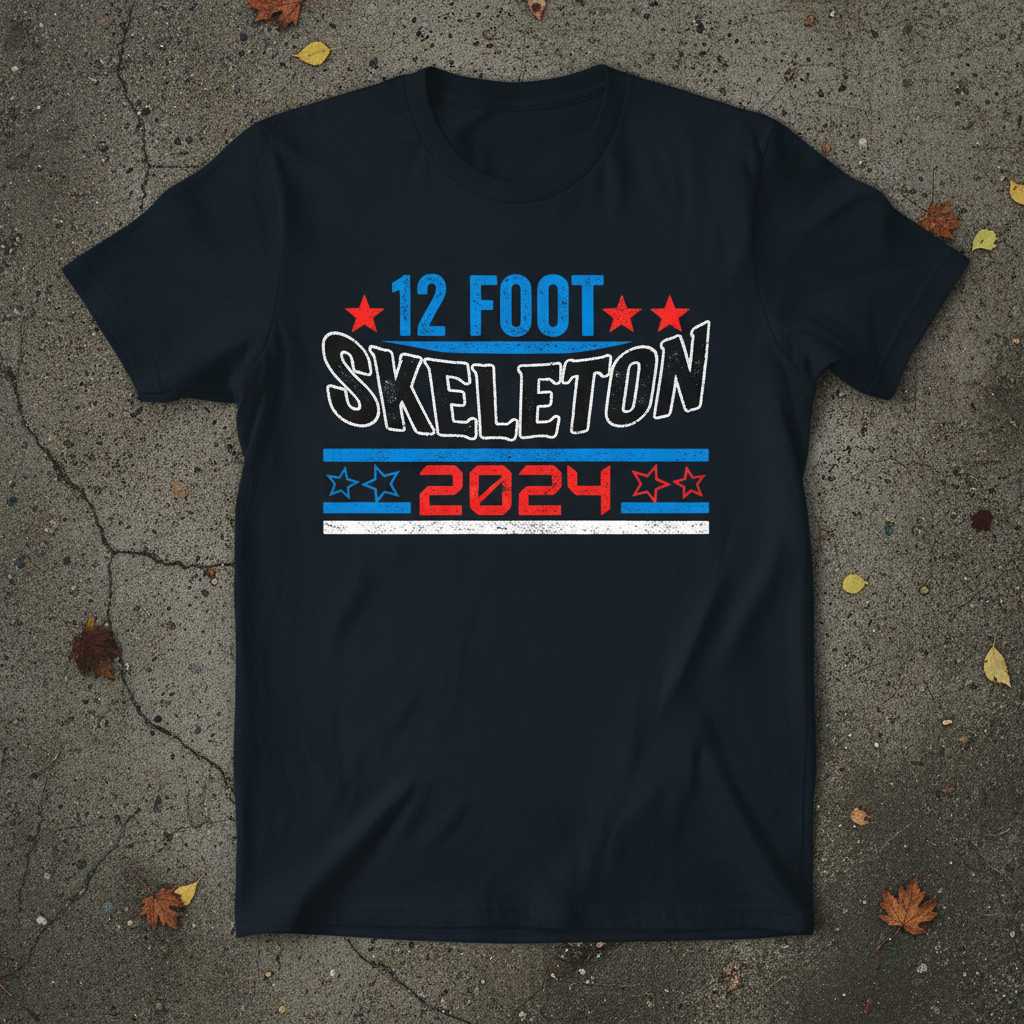 12 Foot Skeleton 2024 Distressed Halloween T-Shirt, Funny Graphic Tee Idea