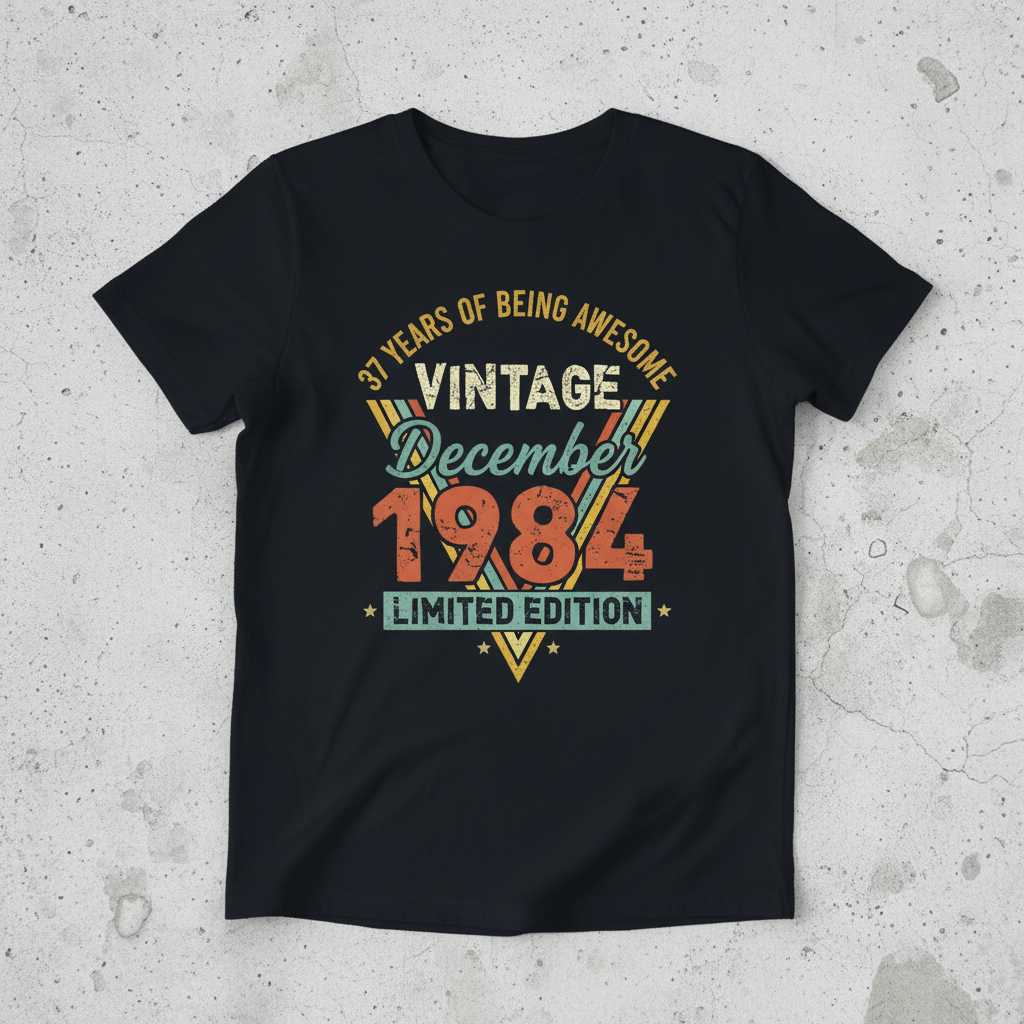 37 Years Of Being Awesome Vintage December 1984 Limited Edition T-Shirt Retro Tee Idea