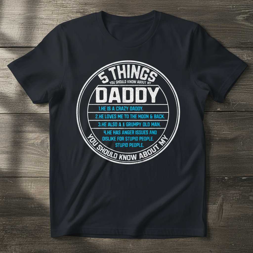 5 Things You Should Know About My Daddy Distressed T-Shirt Funny Novelty Tee
