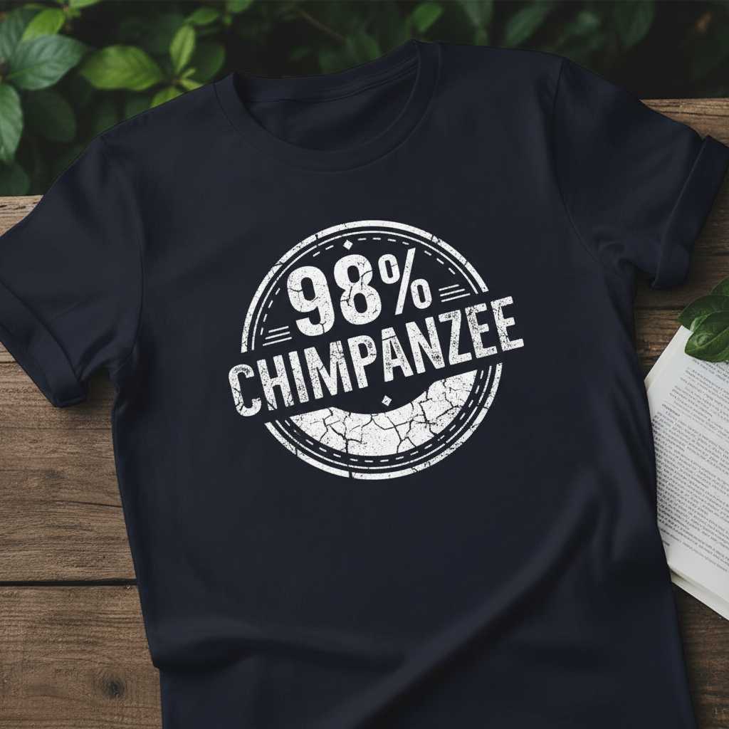98% Chimpanzee Distressed Vintage T-Shirt, Funny Science Evolution Tee Wear