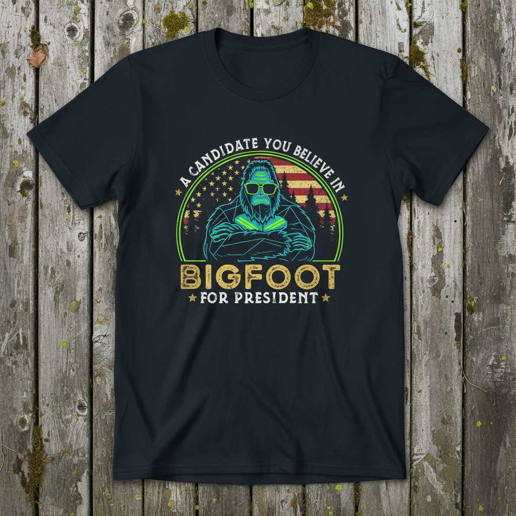 A Candidate You Believe In Bigfoot For President Vintage T-Shirt, Novelty Tee