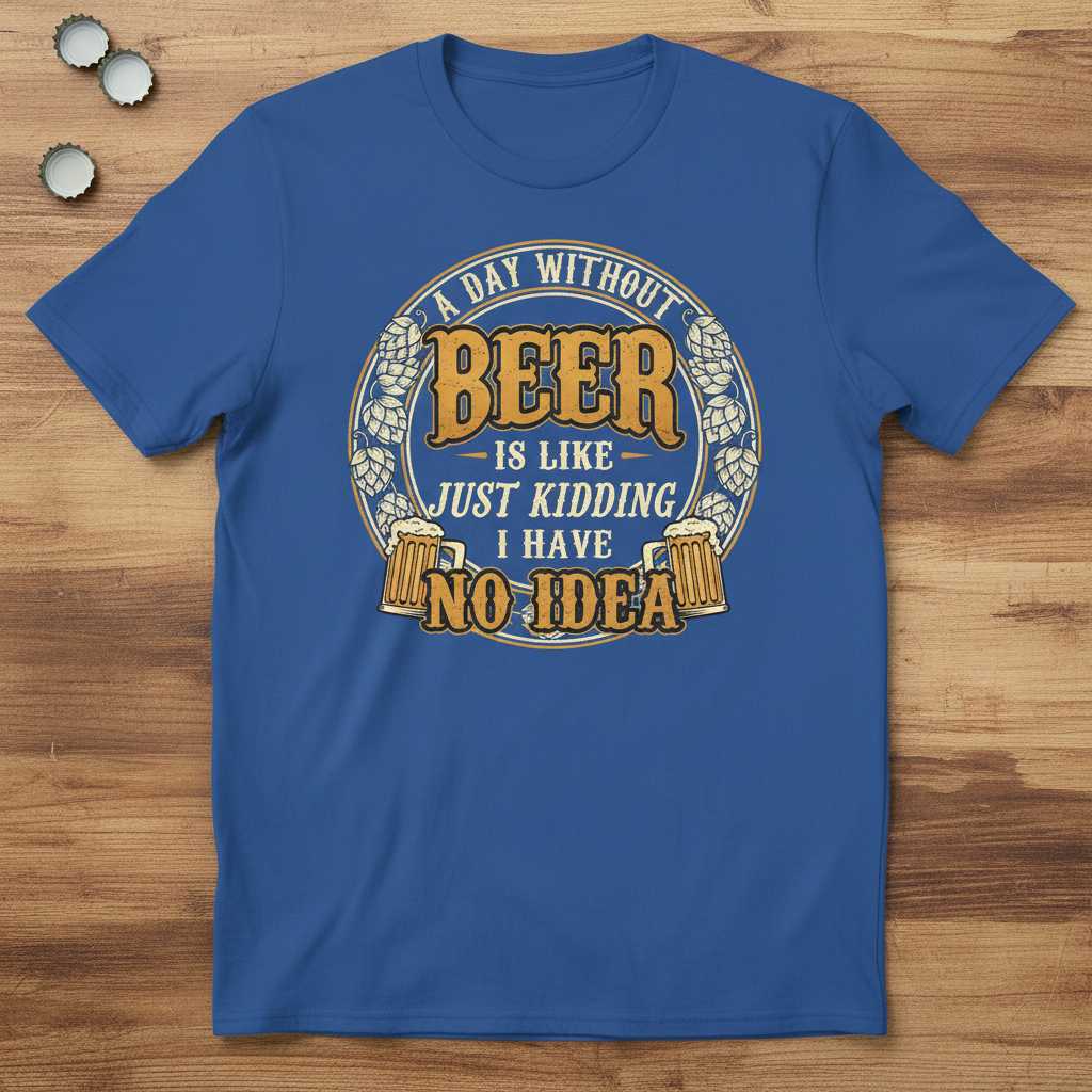 A Day Without Beer Is Like Just Kidding I Have No Idea Vintage T-Shirt Funny Tee