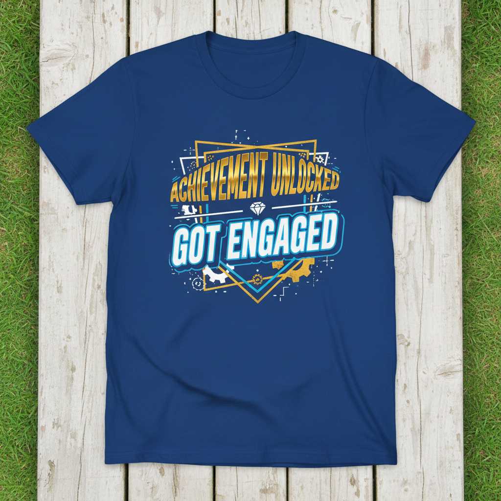 Achievement Unlocked Got Engaged Graphic T-Shirt, Funny Gamer Tee Idea