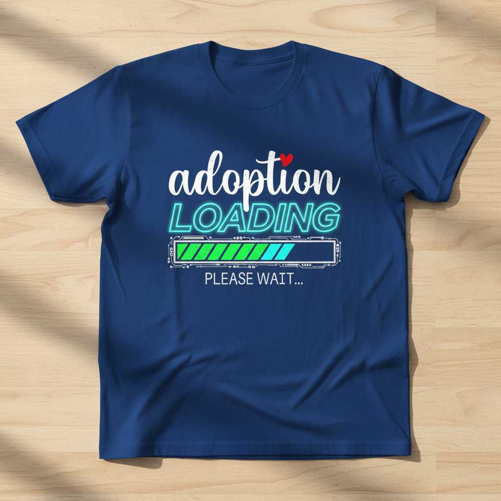 Adoption Loading Please Wait Graphic T-Shirt, Unisex Novelty Tee Present Idea