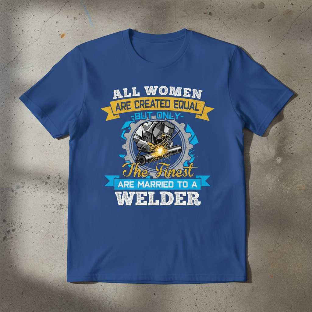 All Women Are Created Equal But Only The Finest Are Married To A Welder Distressed T-Shirt Novelty Tee Present