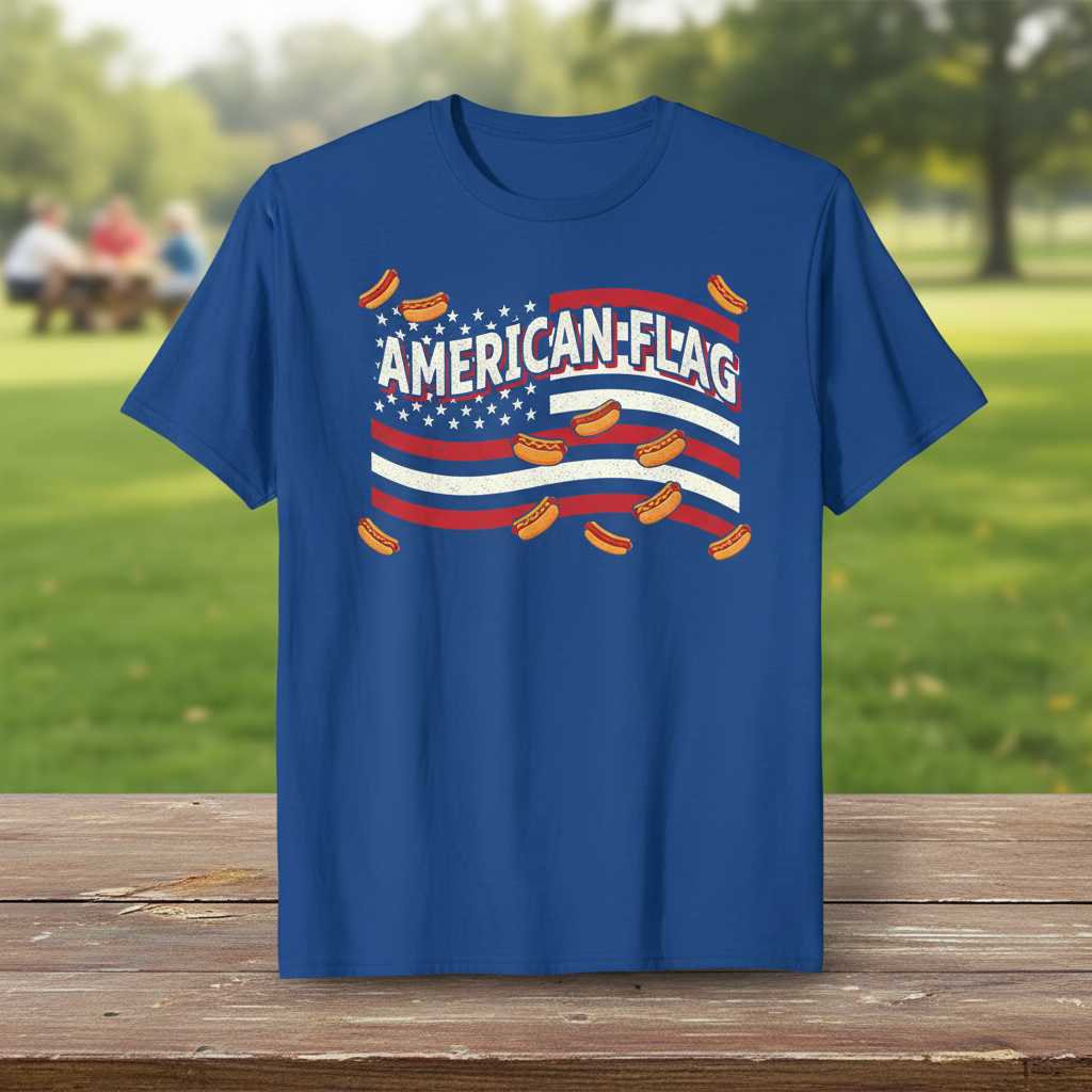 American Flag Hot Dog Vintage Distressed T-Shirt, Funny Graphic Tee Idea