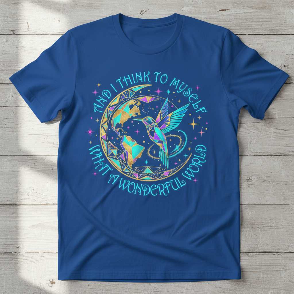 And I Think To Myself What A Wonderful World Graphic Hummingbird T-Shirt Tee