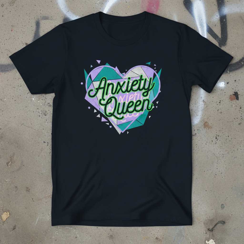 Anxiety Queen 90s Retro T-Shirt, Mental Health Awareness Graphic Tee Idea