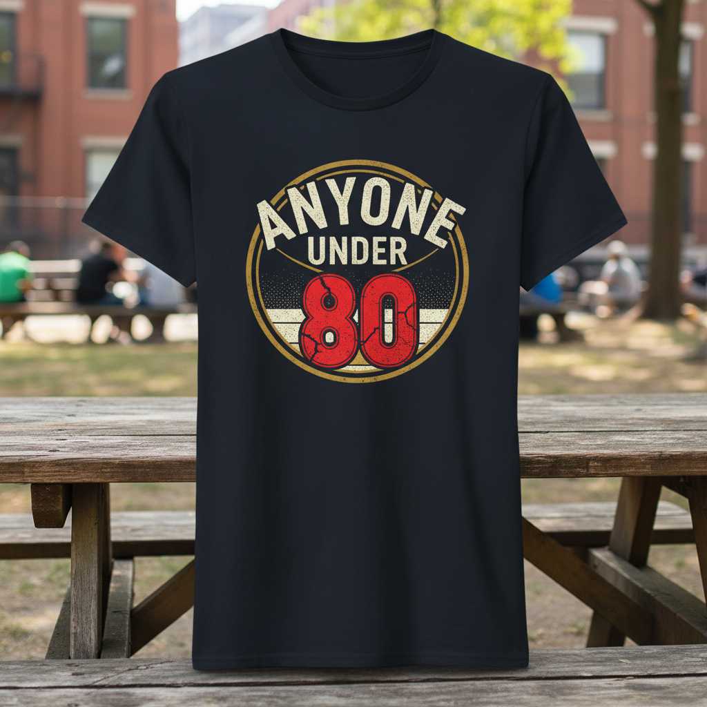 Anyone Under 80 Vintage Distressed T-Shirt Funny Political Statement Tee