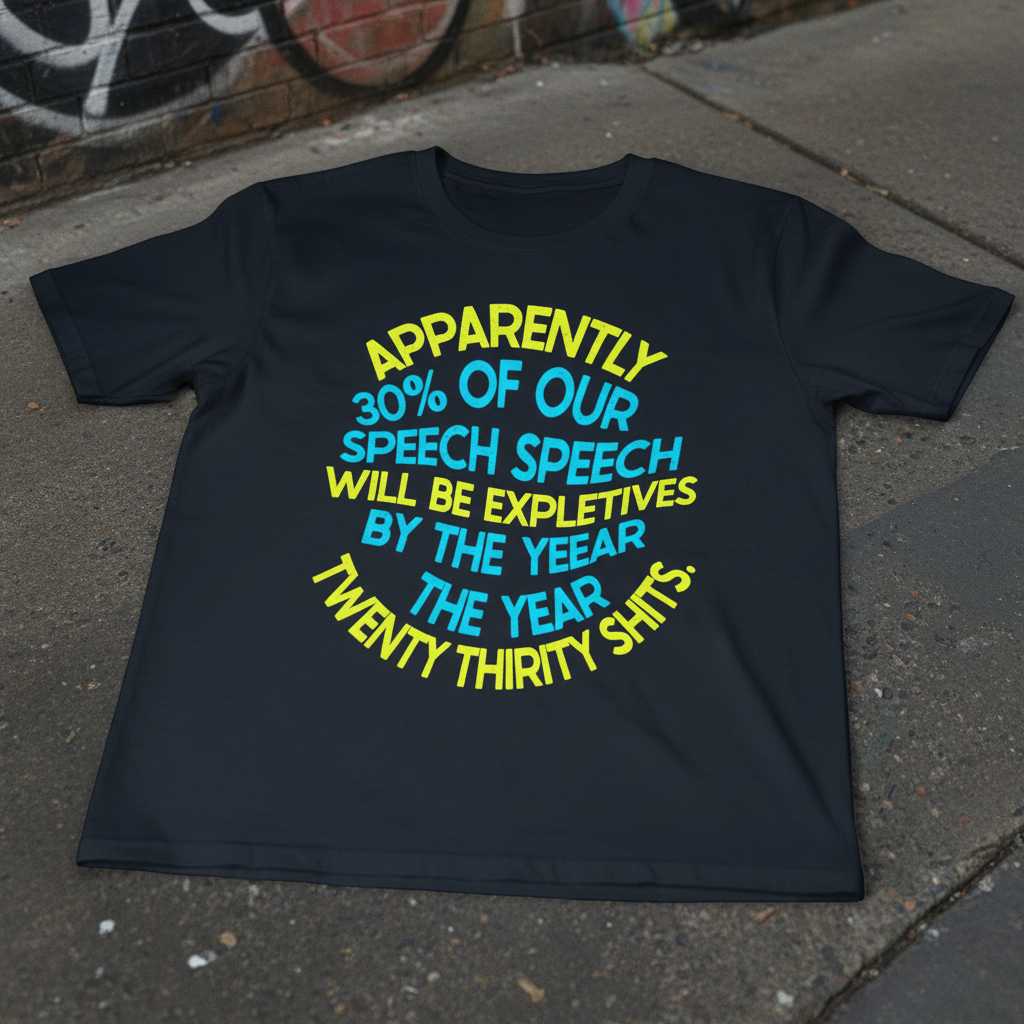 Apparently 30% Of Our Speech Will Be Expletives By The Year Twenty Thirty Shits T-Shirt Funny Tee