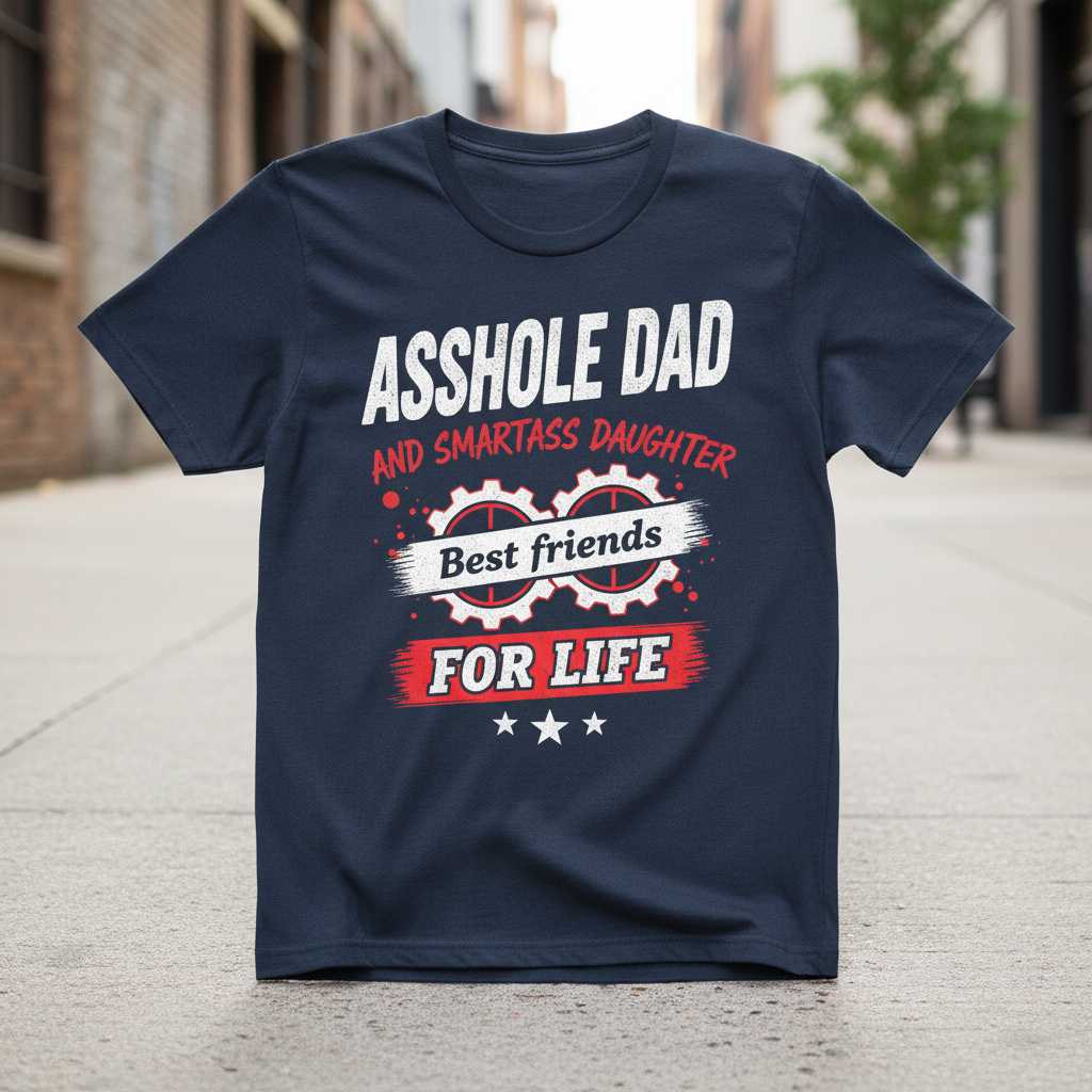 Asshole Dad And Smartass Daughter Best Friends For Life Distressed T-Shirt Funny Tee Gift Idea
