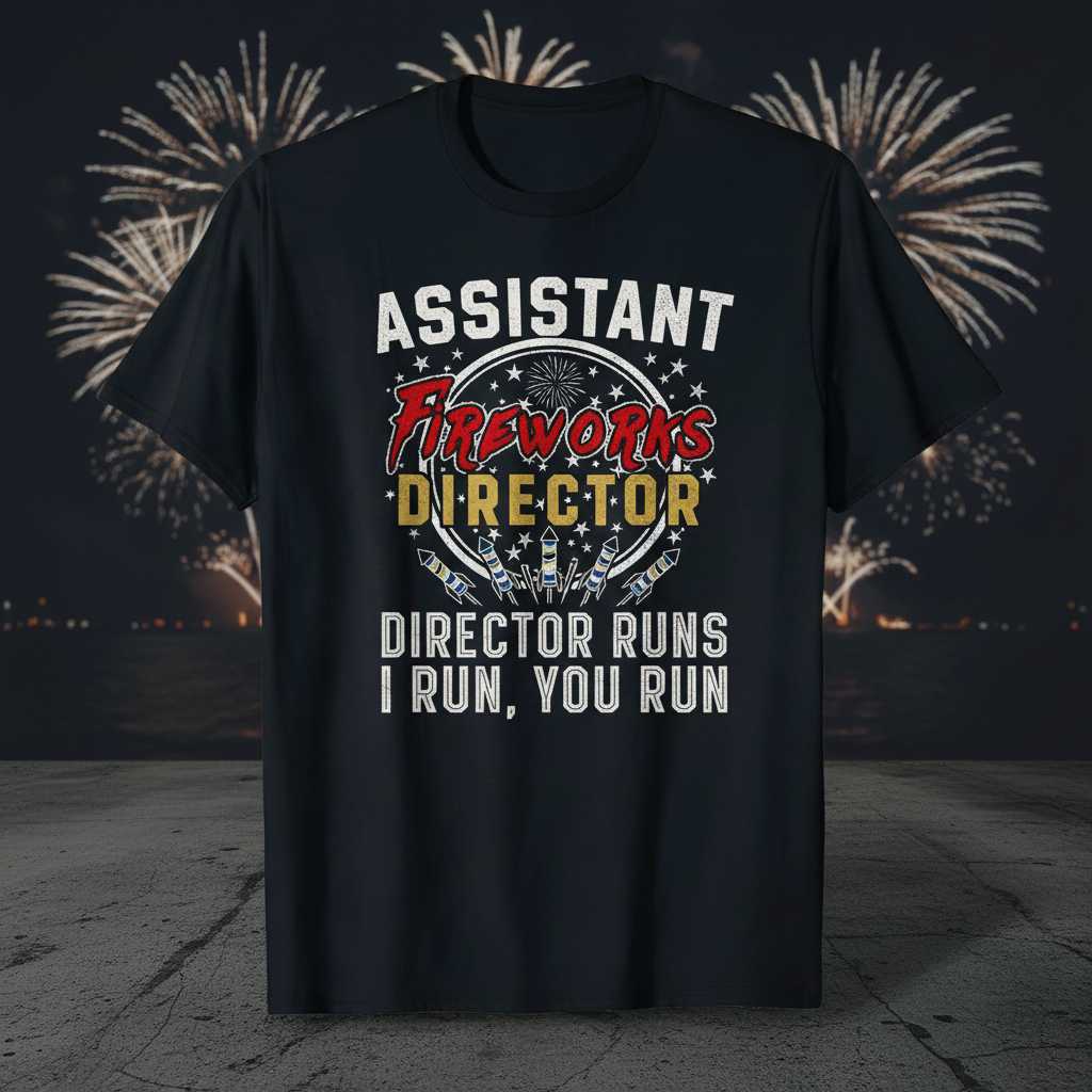 Assistant Fireworks Director Director Runs I Run You Run Distressed T-Shirt Funny Tee