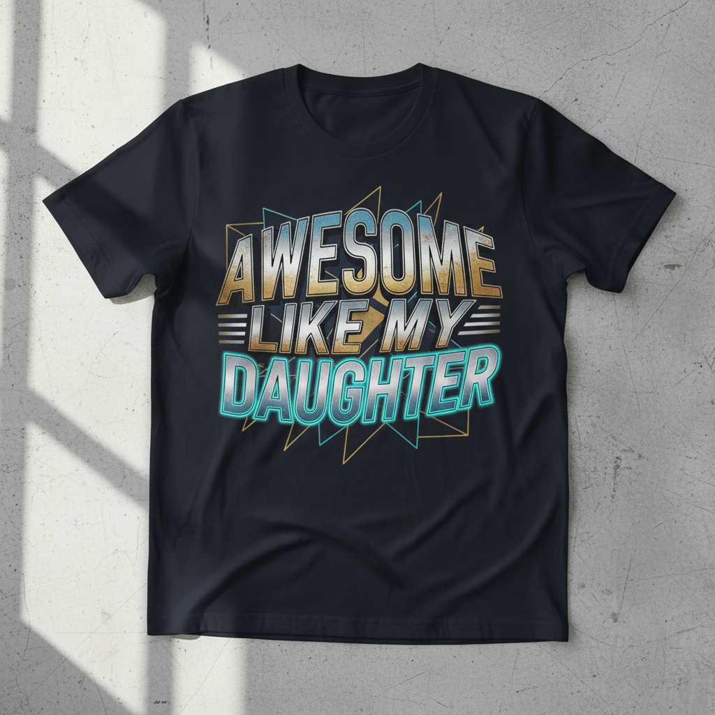 Awesome Like My Daughter Retro T-Shirt, Funny Fathers Day Tee Present