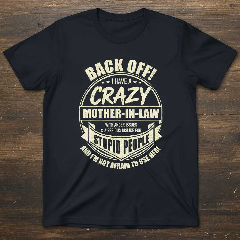 Back Off! I Have A Crazy Mother-In-Law With Anger Issues & A Serious Dislike For Stupid People And Im Not Afraid To Use Her! Distressed T-Shirt Funny Tee