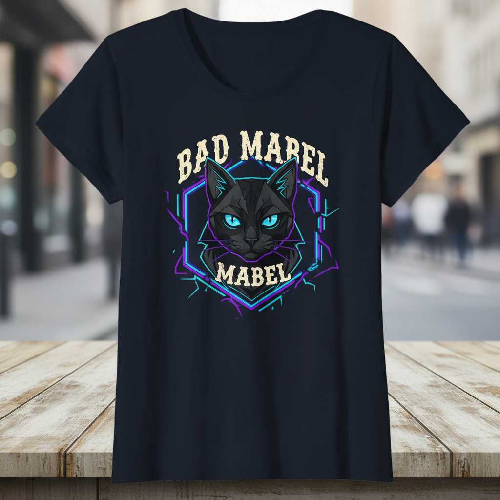 Bad Mabel Distressed Vintage T-Shirt, Retro Graphic Cat Tee Novelty Merch
