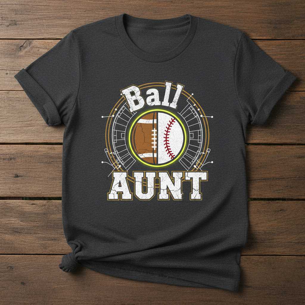 Ball Aunt Distressed Football Baseball T-Shirt, Sports Graphic Tee Outfit