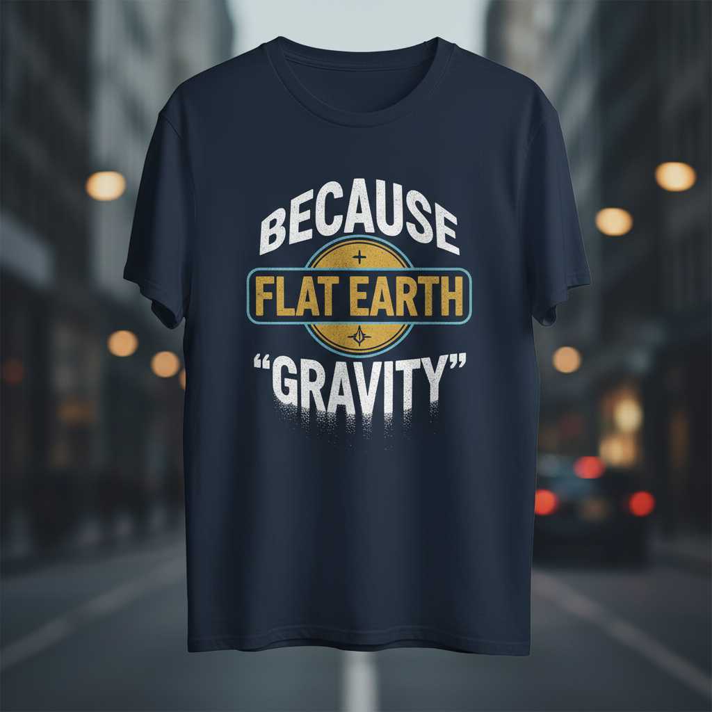 Because Flat Earth Gravity Vintage Distressed T-Shirt Funny Graphic Tee