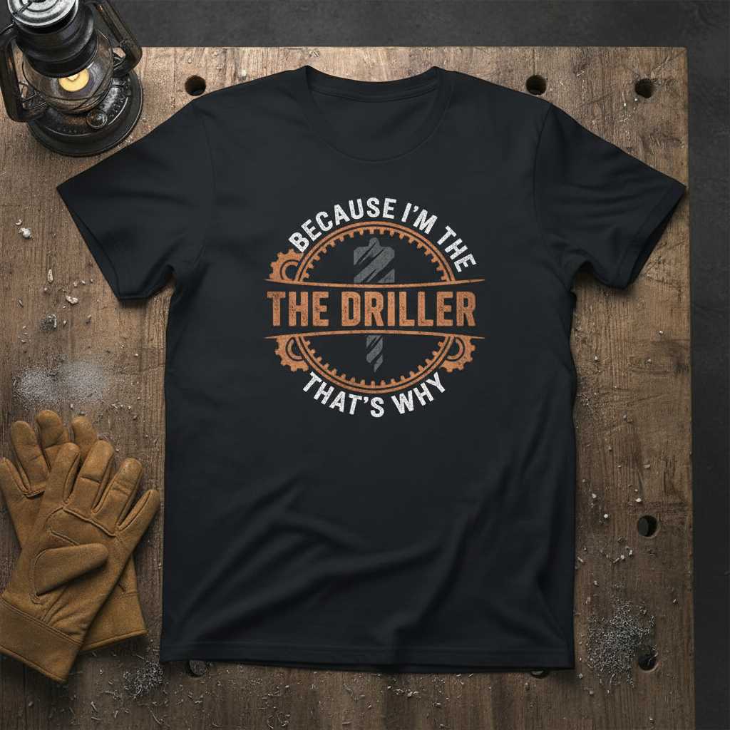 Because Im The The Driller Thats Why Distressed Vintage T-Shirt Funny Tee