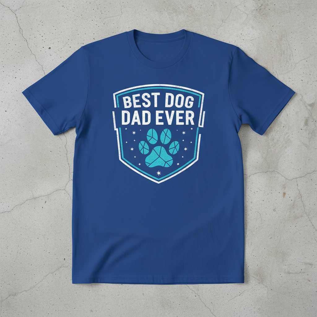 Best Dog Dad Ever Distressed T-Shirt, Funny Dog Daddy Fathers Day Graphic Tee