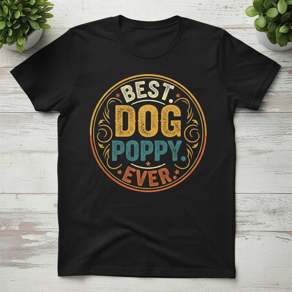 Best Dog Poppy Ever Vintage Distressed T-Shirt, Novelty Graphic Tee Idea