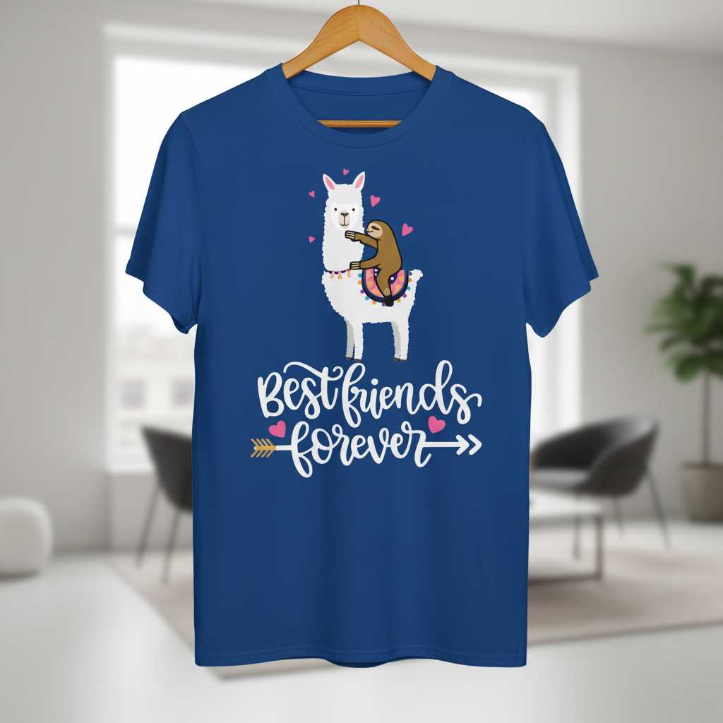 Best Friends Forever Sloth Llama Graphic T-Shirt, Cute Funny Tee Present