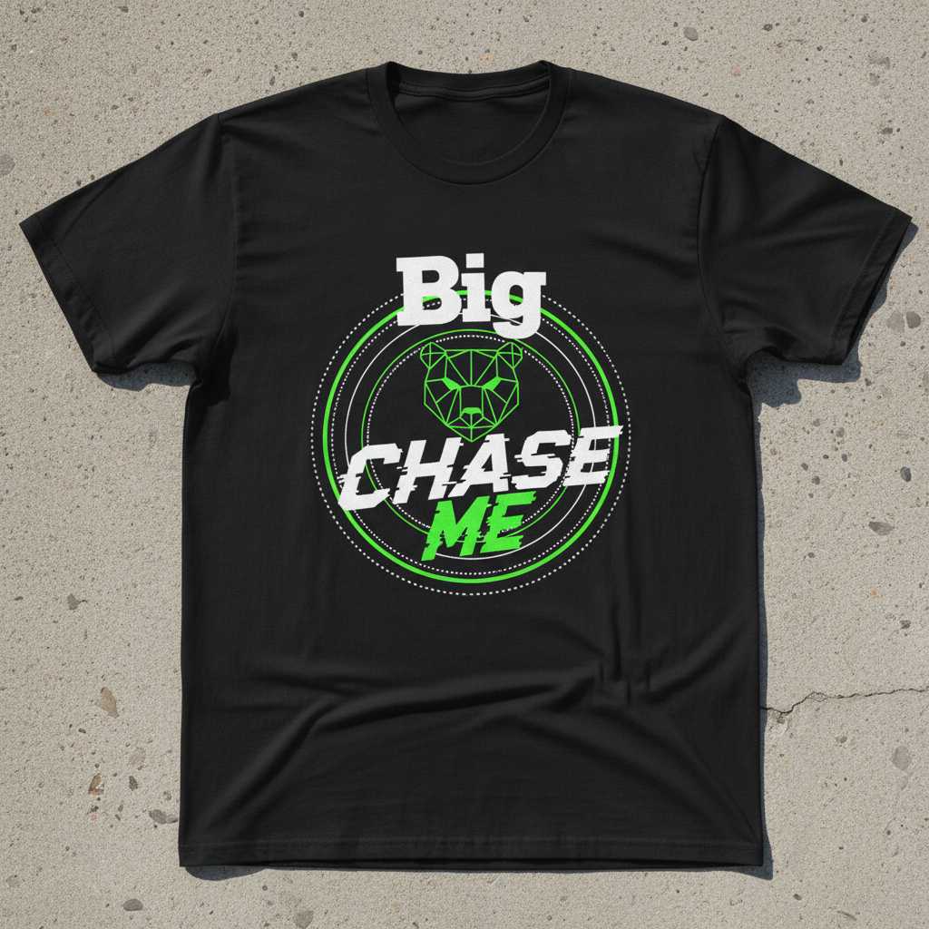 Big Chase Me Geometric Bear Graphic T-Shirt, Novelty Unisex Tee Gear Outfit