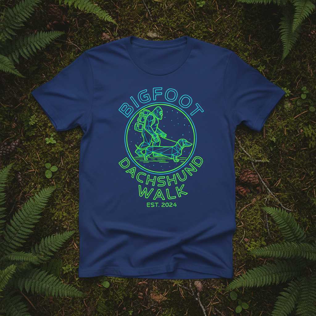 Bigfoot Dachshund Walk Est 2024 Graphic T-Shirt, Funny Dog Dad Tee Present