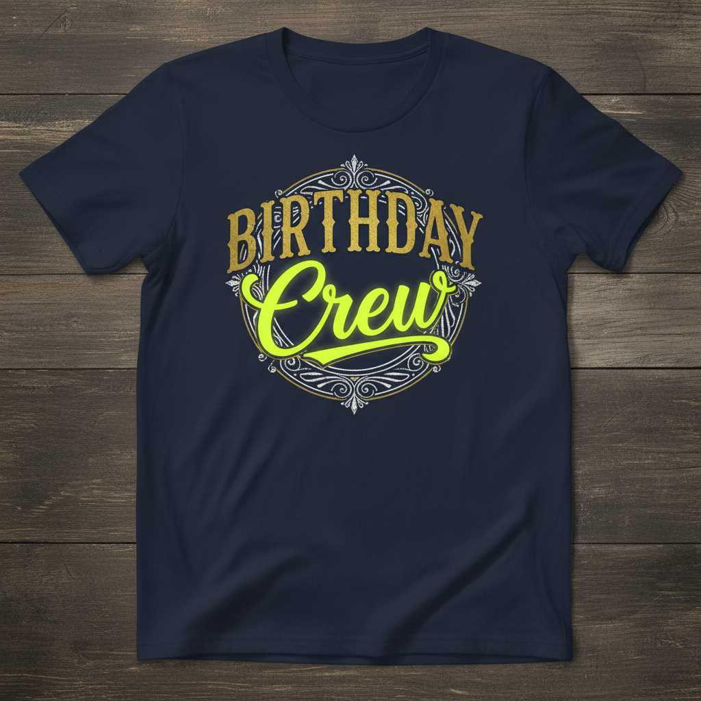 Birthday Crew Vintage Graphic T-Shirt Tee Family Celebration Outfit Idea