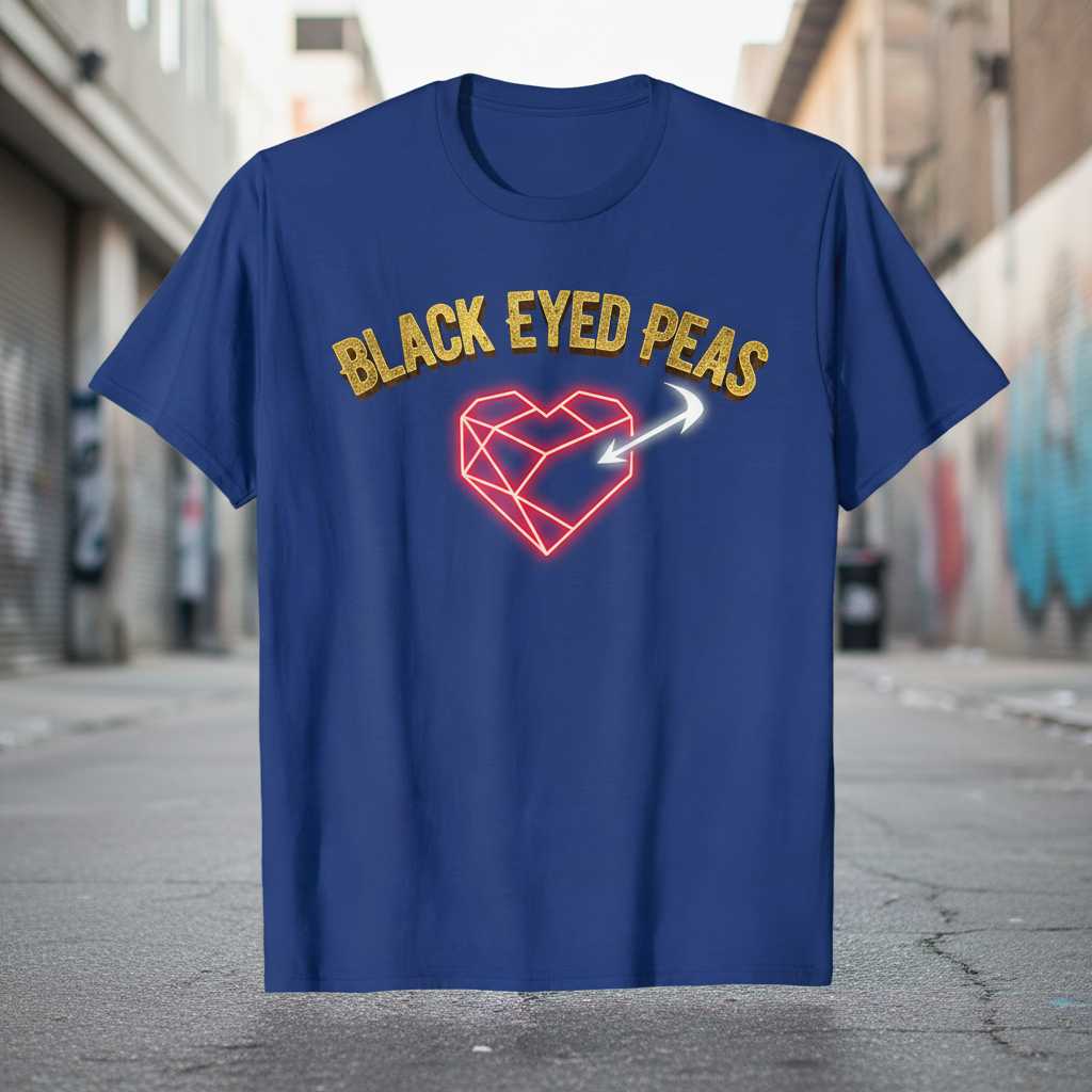 Black Eyed Peas Retro Neon Heart T-Shirt, Band Tee Unisex Novelty Merch