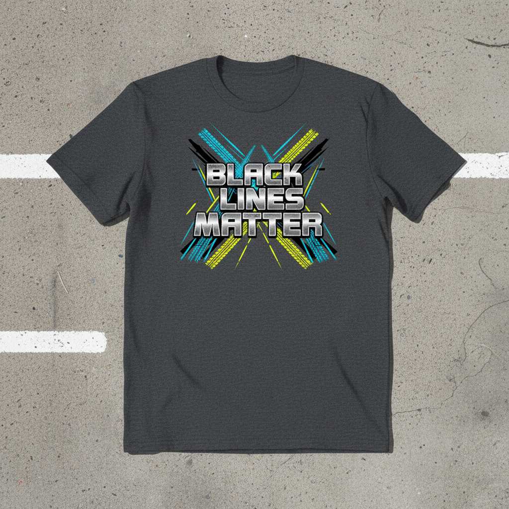 Black Lines Matter Drag Racing Graphic T-Shirt, Funny Car Guy Tee Gear