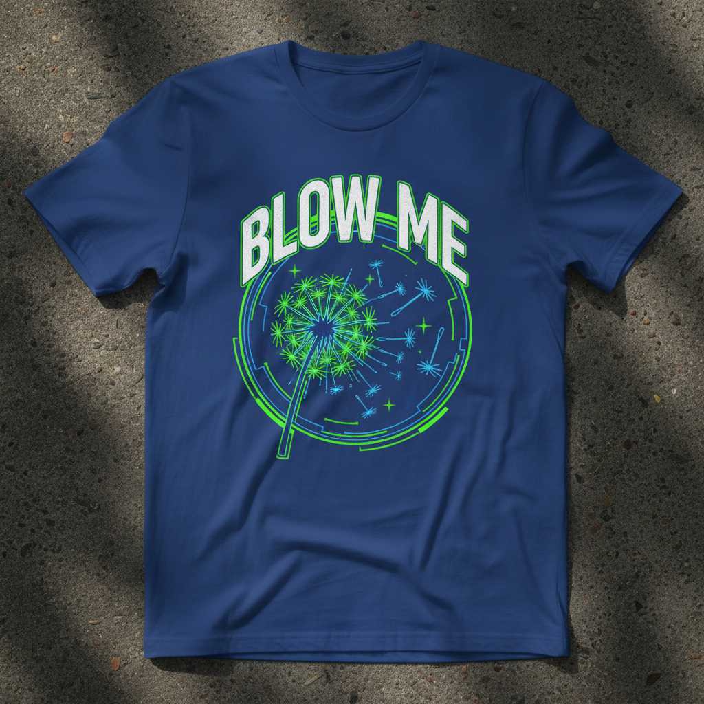 Blow Me Dandelion Funny Graphic T-Shirt, Unisex Novelty Tee Gag Gift Idea
