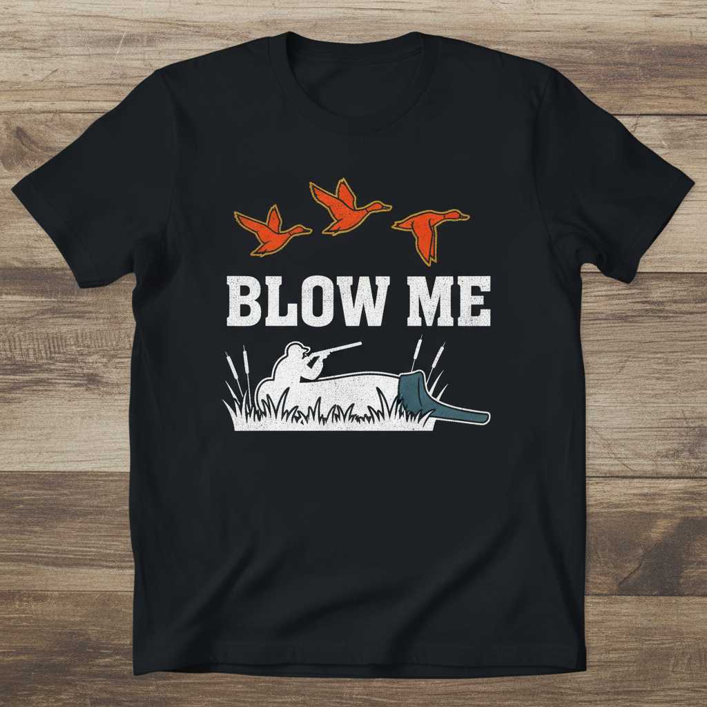 Blow Me Duck Hunting Distressed Vintage T-Shirt, Funny Graphic Tee Idea