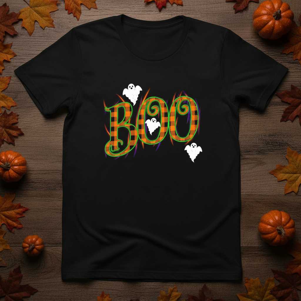 Boo Ghost Halloween Graphic T-Shirt, Cute Novelty Tee Merch Present Idea