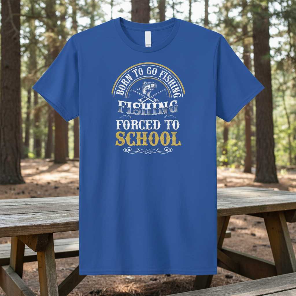 Born To Go Fishing Forced To School Vintage T-Shirt, Funny Tee Gift Idea