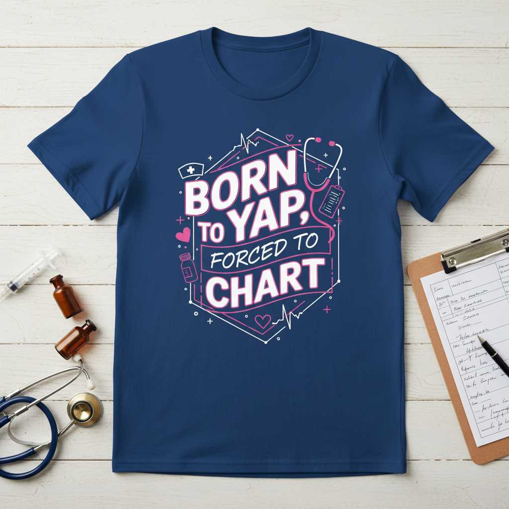 Born To Yap Forced To Chart Funny ER Nurse T-Shirt, Graphic Nursing Tee Gear