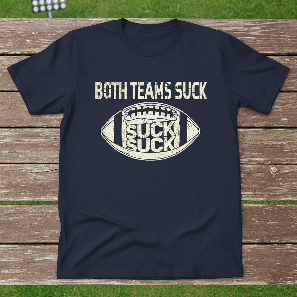 Both Teams Suck Distressed T-Shirt, Funny American Football Sports Tee
