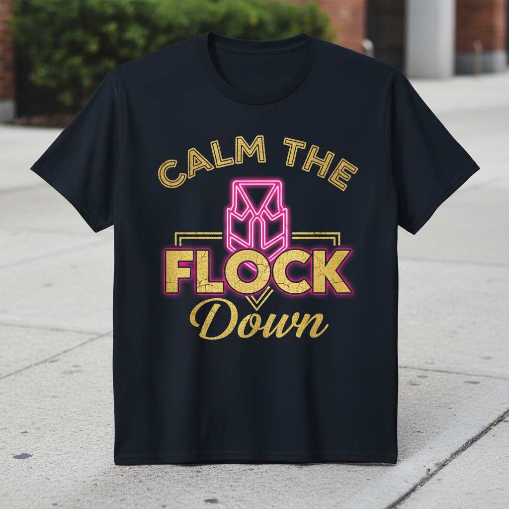 Calm The Flock Down Retro Flamingo T-Shirt, Funny Graphic Tee Gift Idea