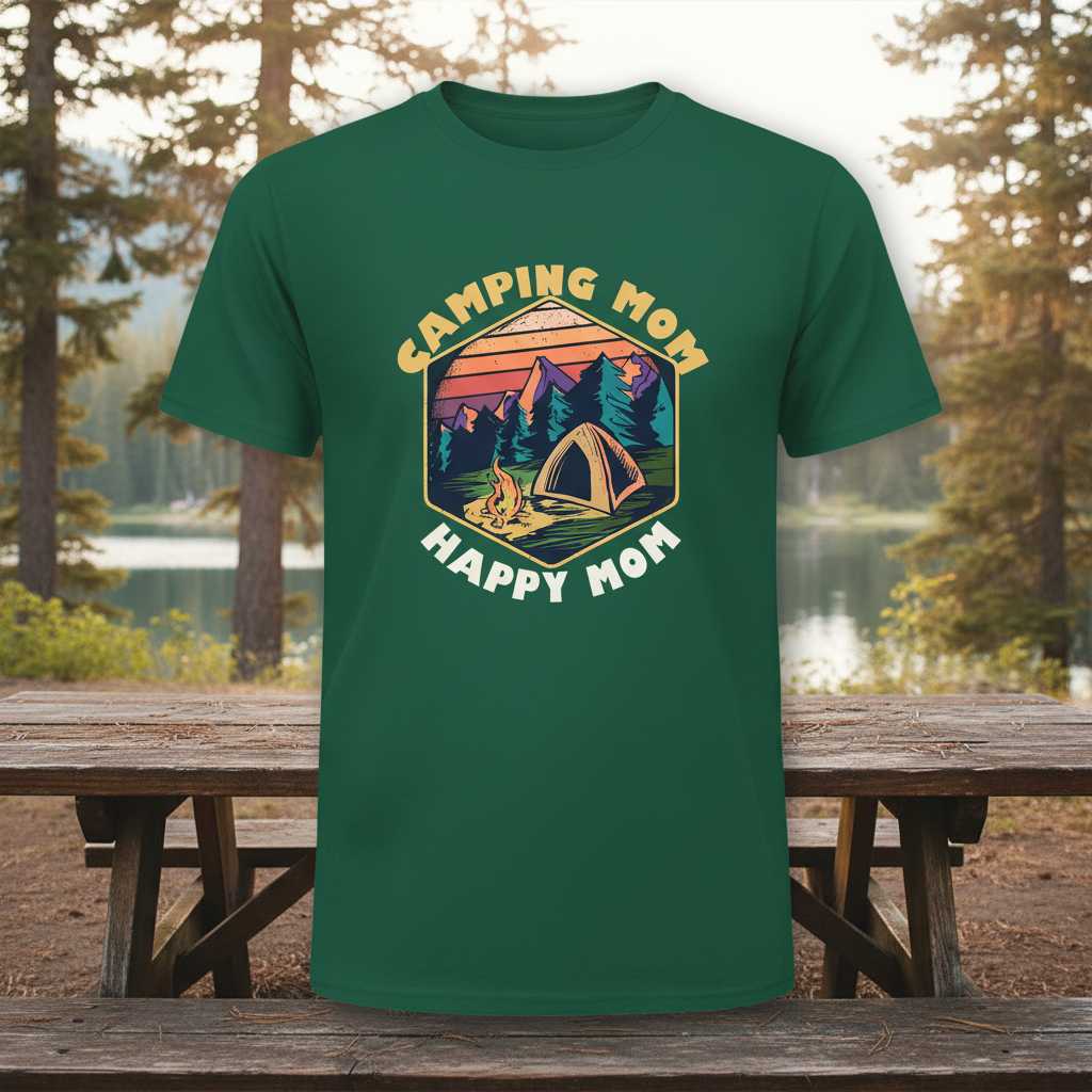 Camping Mom Happy Mom Retro Vintage T-Shirt, Funny Graphic Tee Present Idea